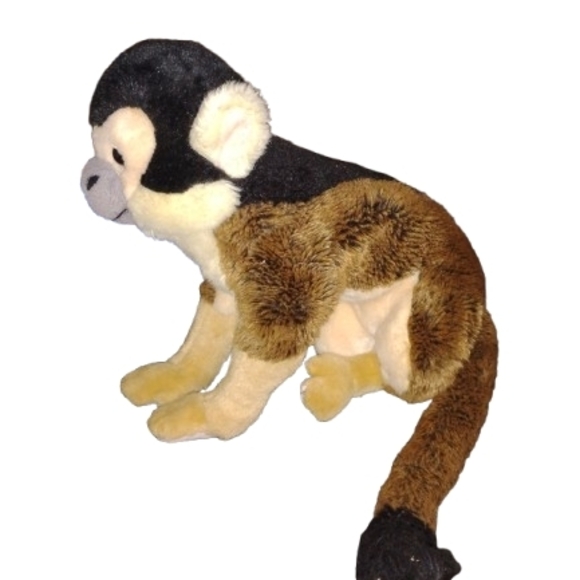 SOS Squirrel Monkey Plush Stuffed Animal 12”Save Our Space 2017 Brown Black Tan - Picture 2 of 6